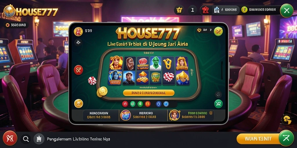 Screenshot HOUSE777 menampilkan dealer profesional dalam aksi di meja Live Casino.