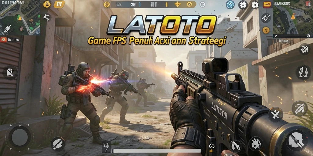 Screenshot menampilkan pertempuran mendebarkan dalam LATOTO dengan gameplay FPS yang intens.