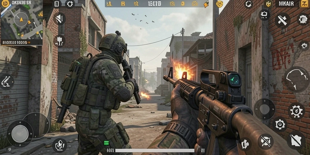 Tangkapan layar gameplay menampilkan aksi tembak-menembak yang mendebarkan.